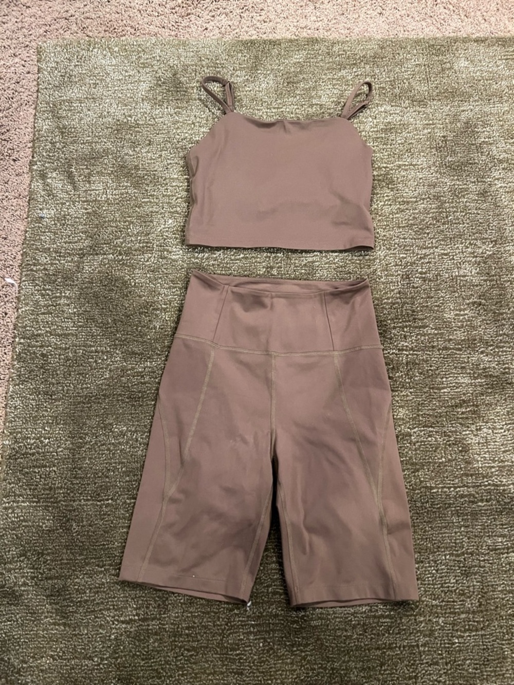 Girlfriend Collective High-Waist Biker Shorts Set - olive green